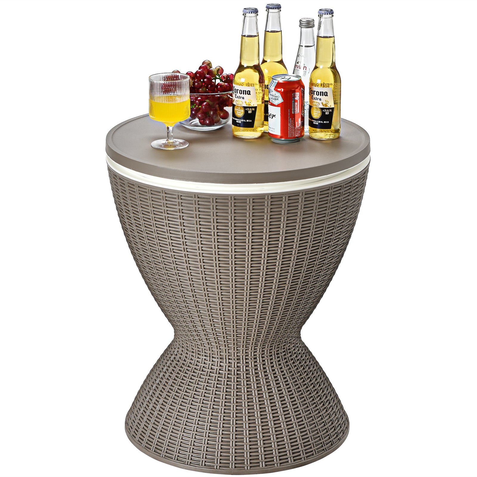 8 Gallon Patio Rattan Cooler Bar Table, Adjustable Ice Bucket, Brown Patio Bar Furniture at Gallery Canada