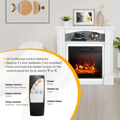 32 Inch 1400W Electric TV Stand Fireplace With Shelf, White Fireplaces at Gallery Canada
