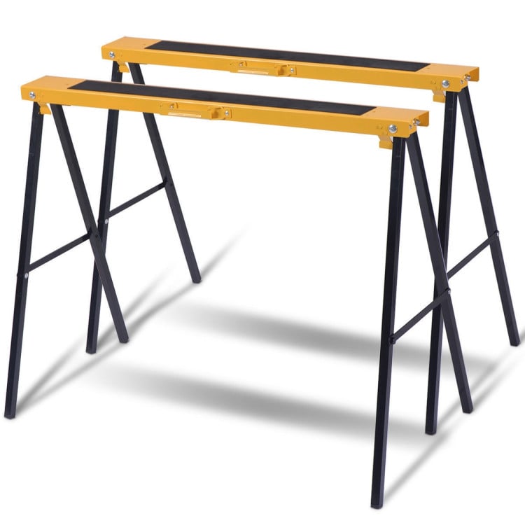 2 Pack Heavy Duty Sawhorse, Steel Folding Legs, Yellow Garages at Gallery Canada