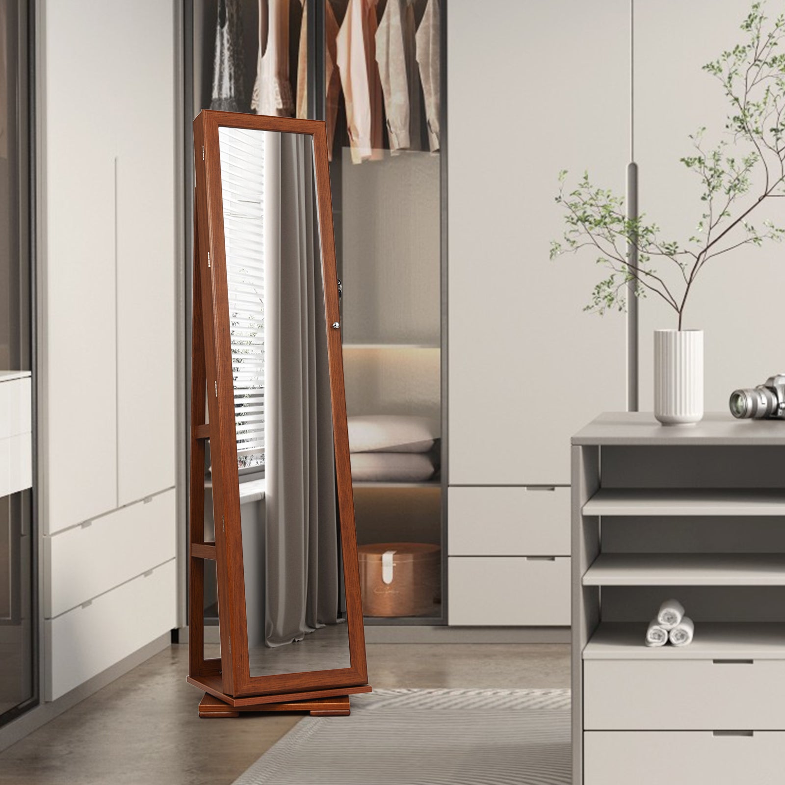 2-in-1 Lockable Jewelry Cabinet, Full-Length Mirror Jewelry Armoires at Gallery Canada