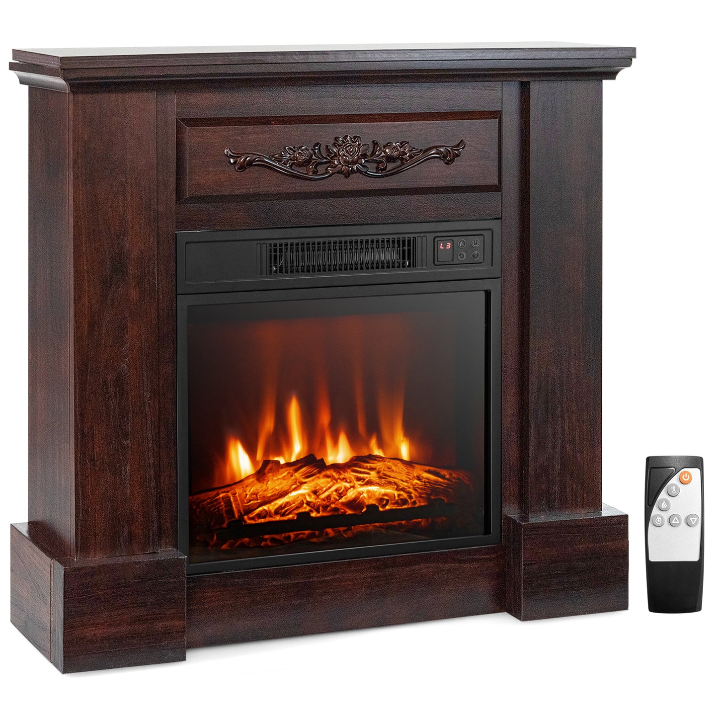 1400W Electric Fireplace TV Stand Mantel, Remote Control, Natural Fireplaces Natural at Gallery Canada