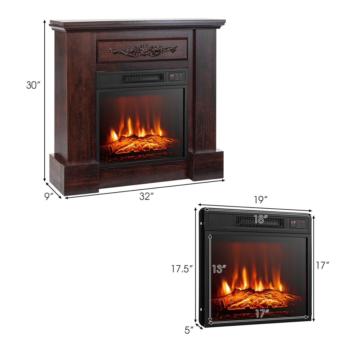 1400W Electric Fireplace TV Stand Mantel, Remote Control, Natural Fireplaces at Gallery Canada