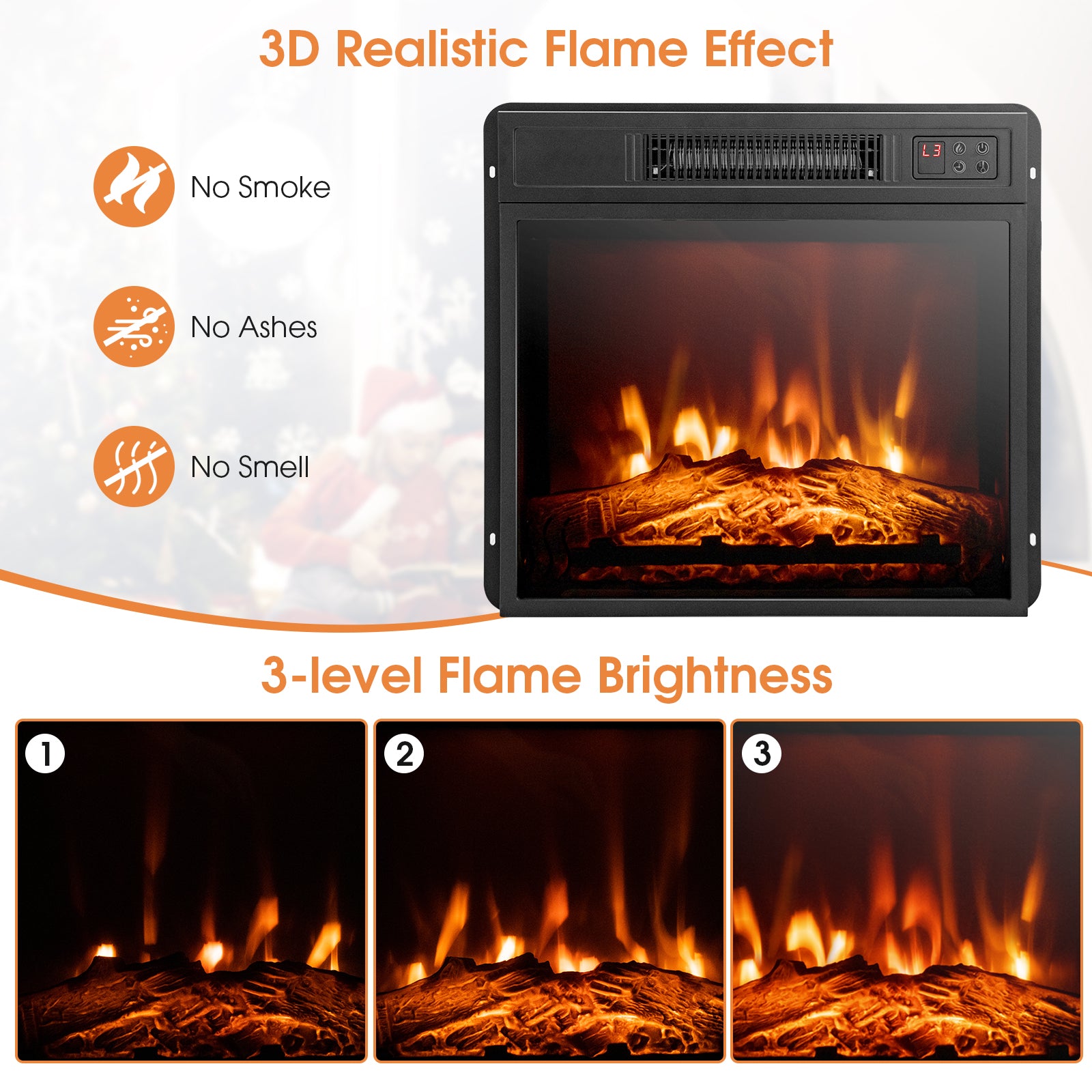 Electric Fireplace Mantel, 1400W, Remote Control, White Fireplaces at Gallery Canada
