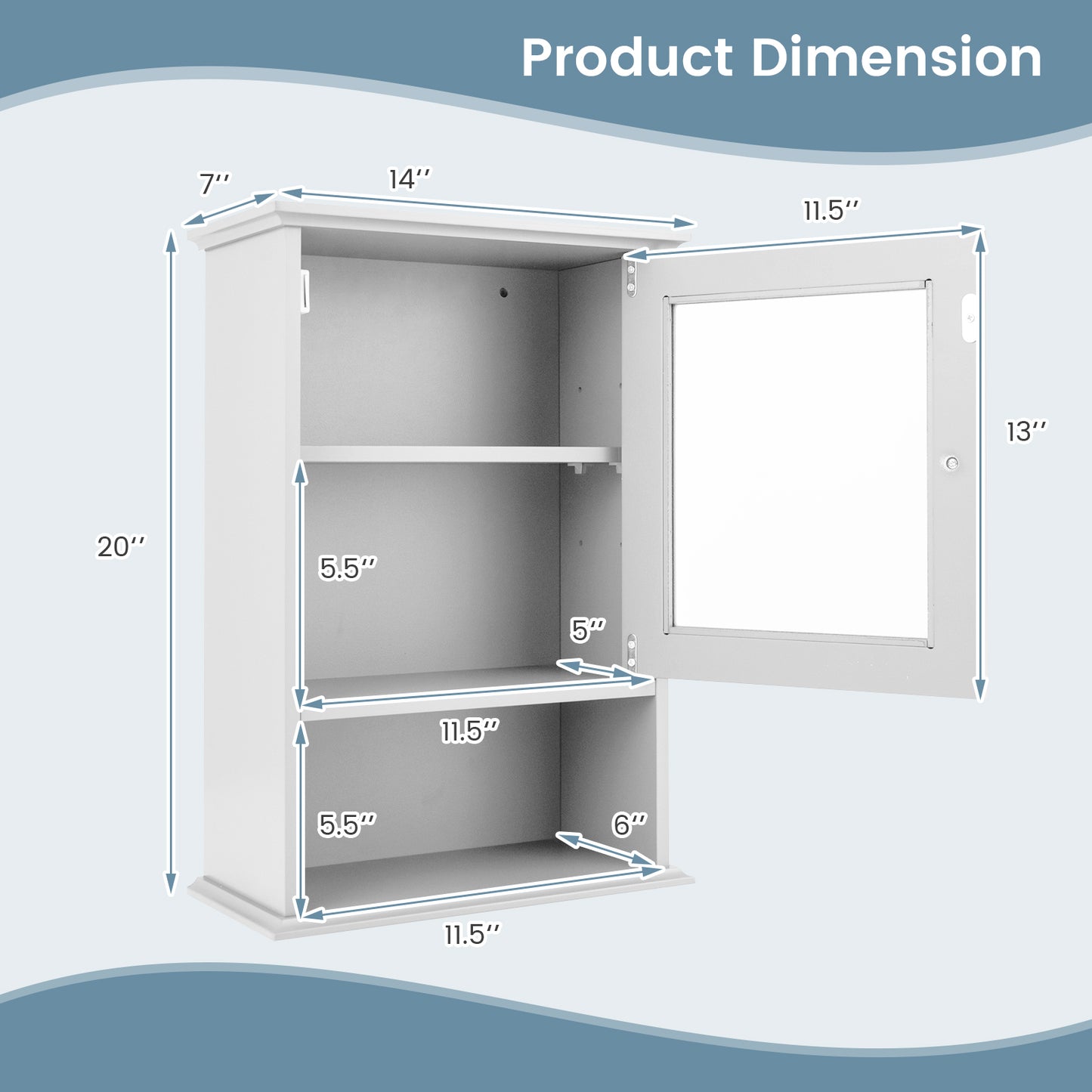 Wall Mounted Adjustable Medicine Cabinet, White Wall Cabinets at Gallery Canada
