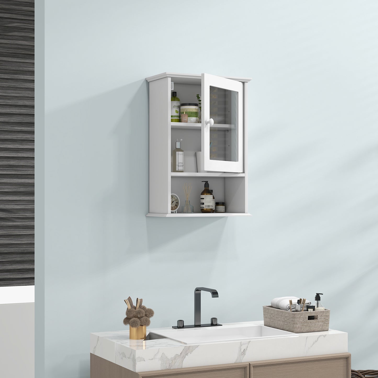 Wall Mounted Adjustable Medicine Cabinet, White Wall Cabinets at Gallery Canada