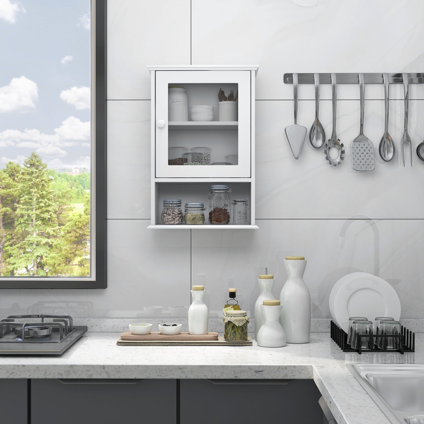 Wall Mounted Adjustable Medicine Cabinet, White Wall Cabinets at Gallery Canada