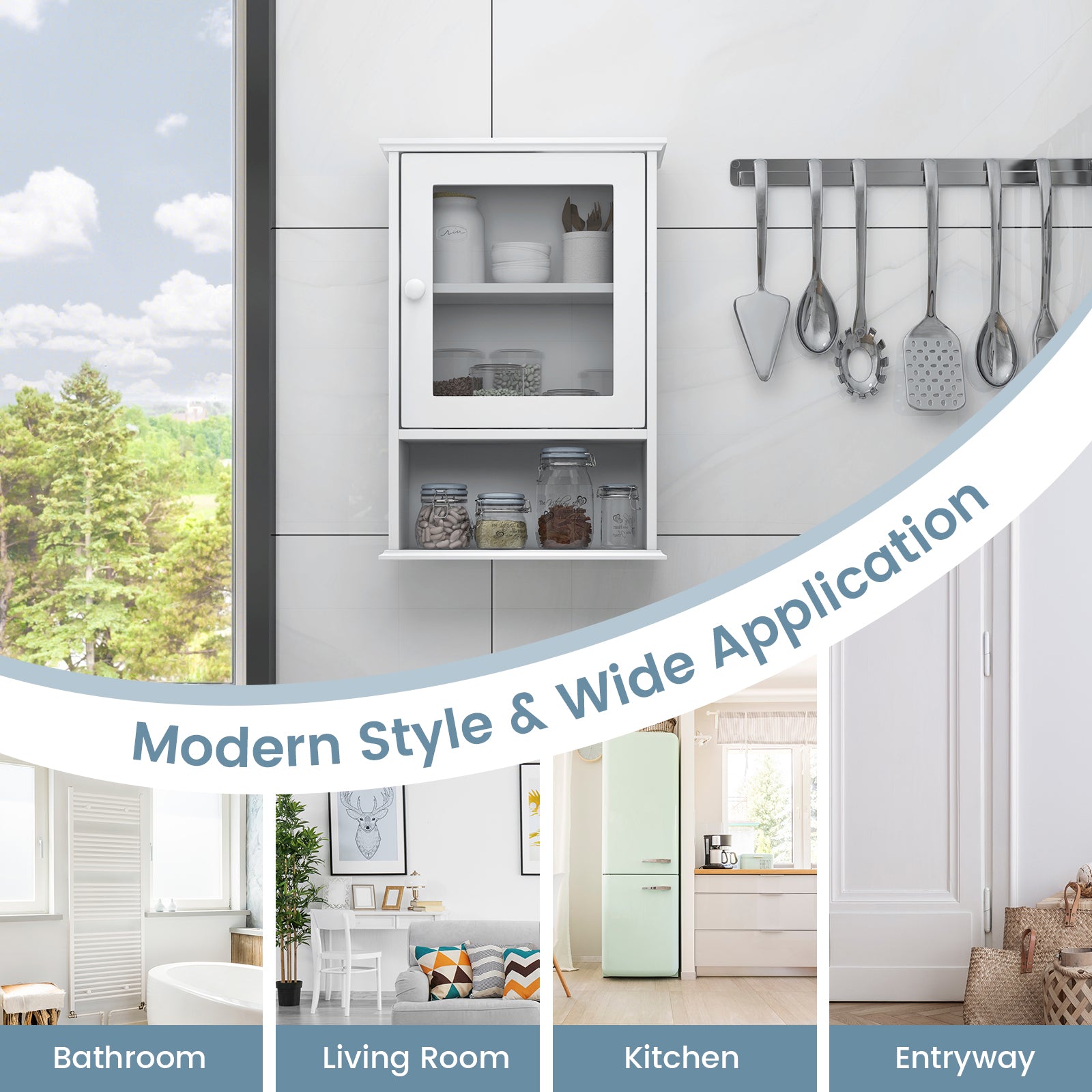 Wall Mounted Adjustable Medicine Cabinet, White Wall Cabinets at Gallery Canada