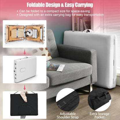 3 Fold Portable Adjustable Massage Table, White Spa & Salon at Gallery Canada