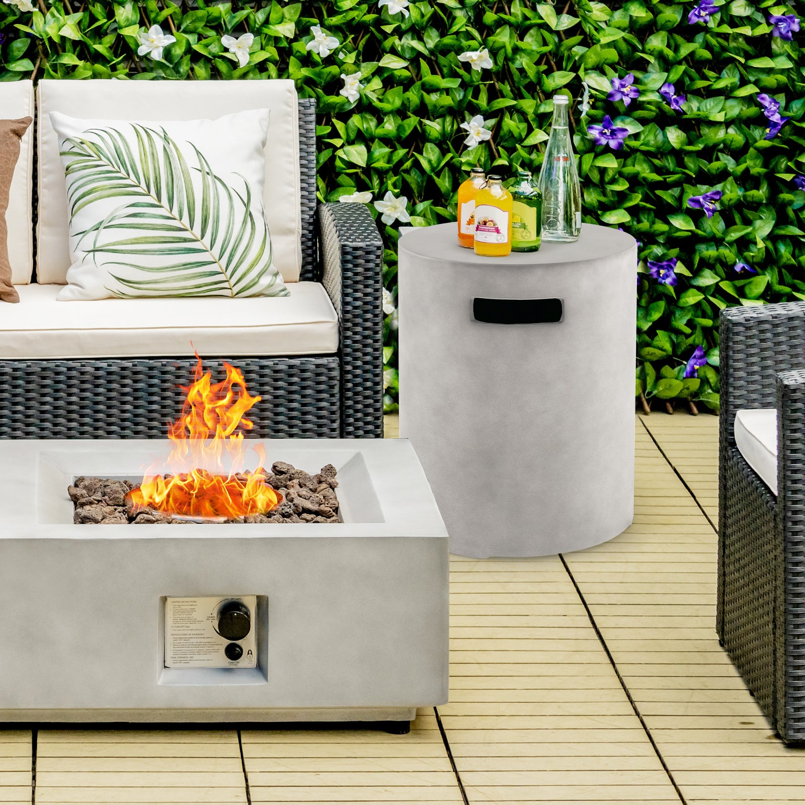 Outdoor Weather Resistant Propane Tank Table, 20 LBS, Gray Fire Pit Tables at Gallery Canada