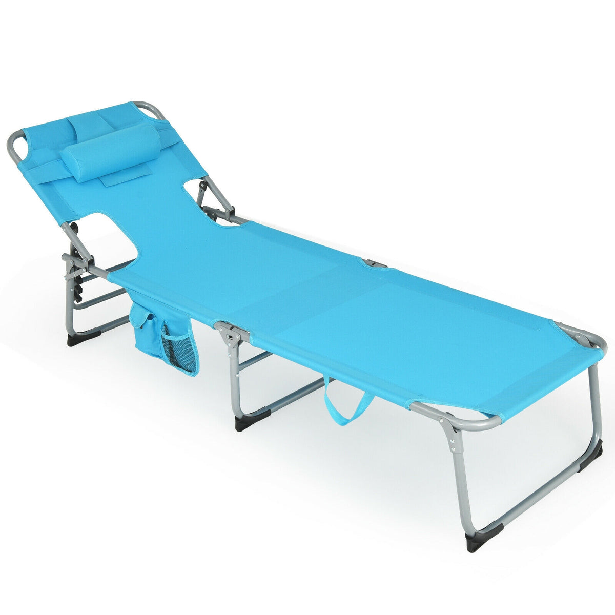 Folding Beach Lounge Chair With Pillow, Turquoise Outdoor Chaise Lounges at Gallery Canada
