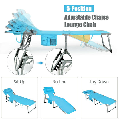 Folding Beach Lounge Chair With Pillow, Turquoise Outdoor Chaise Lounges at Gallery Canada