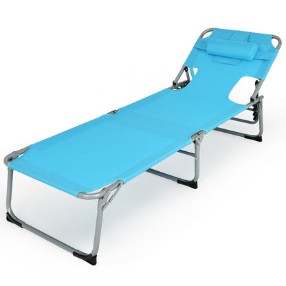 Folding Beach Lounge Chair With Pillow, Turquoise Outdoor Chaise Lounges at Gallery Canada
