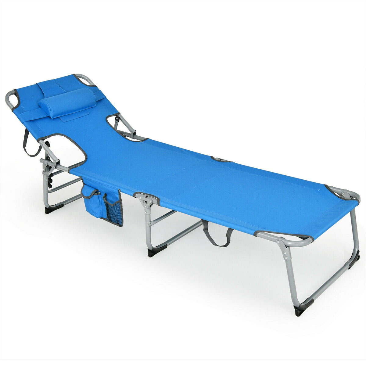 Folding Beach Lounge Chair With Pillow, Blue Outdoor Chaise Lounges at Gallery Canada