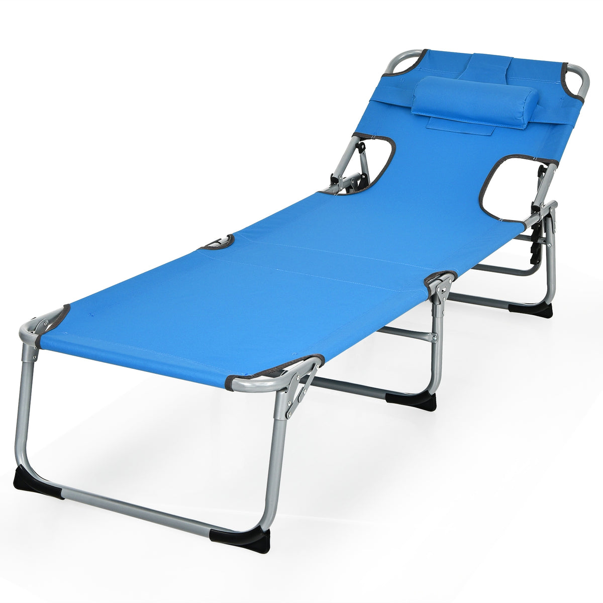 Folding Beach Lounge Chair With Pillow, Blue Outdoor Chaise Lounges at Gallery Canada