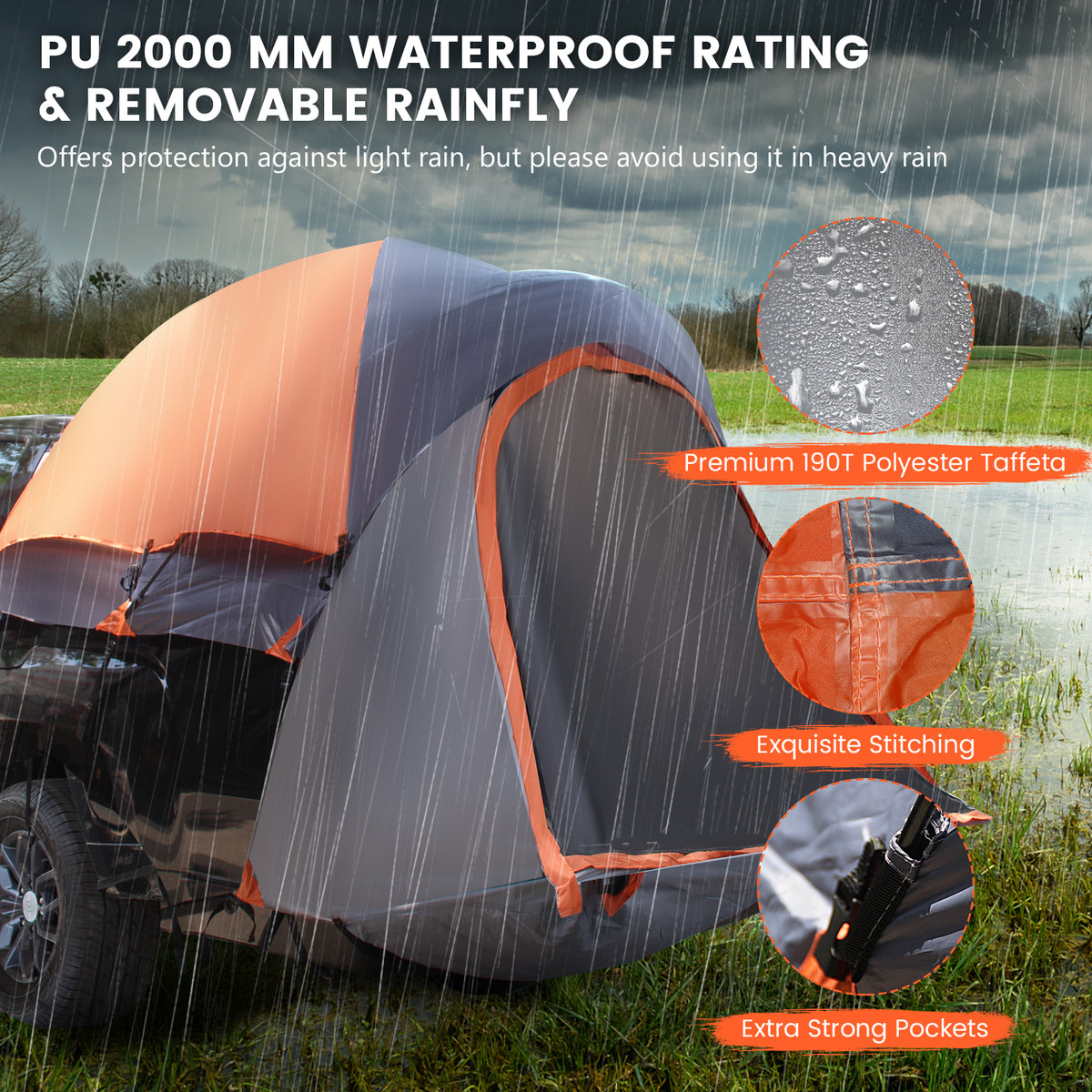 2 Person Portable Pickup Tent, S, Orange Tents at Gallery Canada