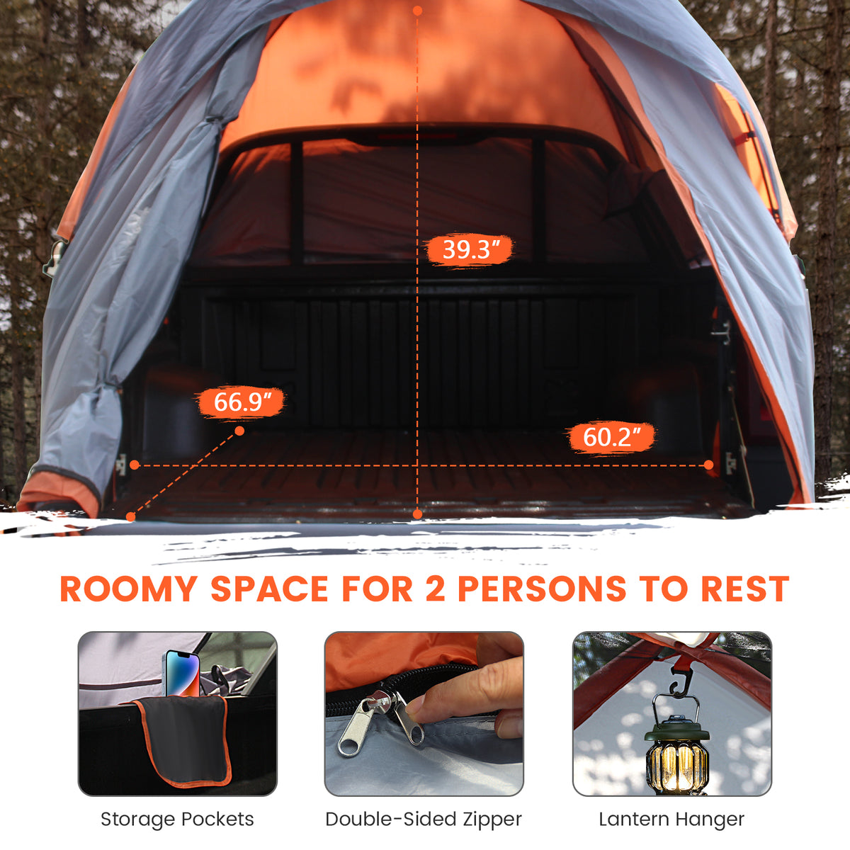2 Person Portable Pickup Tent, S, Orange Tents at Gallery Canada