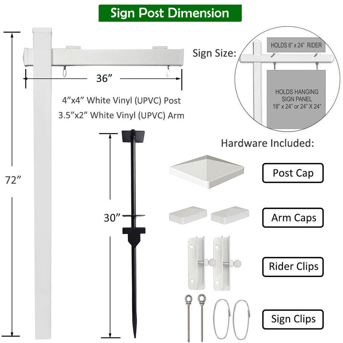 6 Feet Vinyl UPVC Real Estate Sign Post, White Outdoor Decor at Gallery Canada