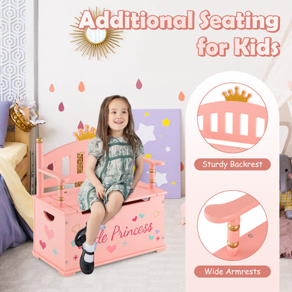 2-In-1 Kids Princess Wooden Toy Box, Safe Hinged Lid, Pink Kids Storage at Gallery Canada