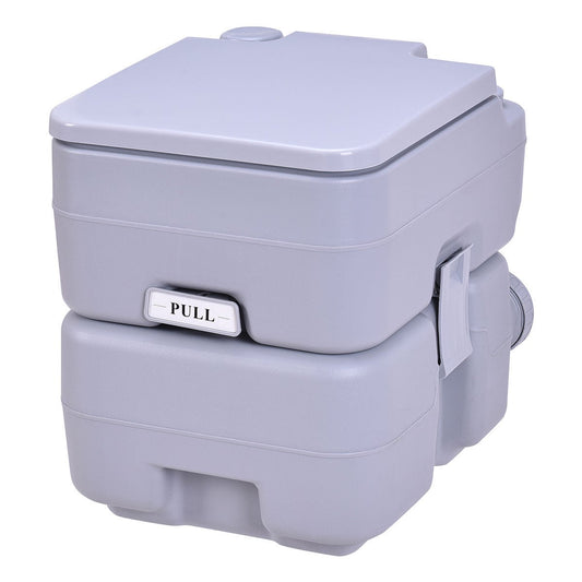5.3 Gallon Portable Toilet with Waste Tank and Built-in Rotating Spout, Gray Portable Toilets & Showers Gray at Gallery Canada