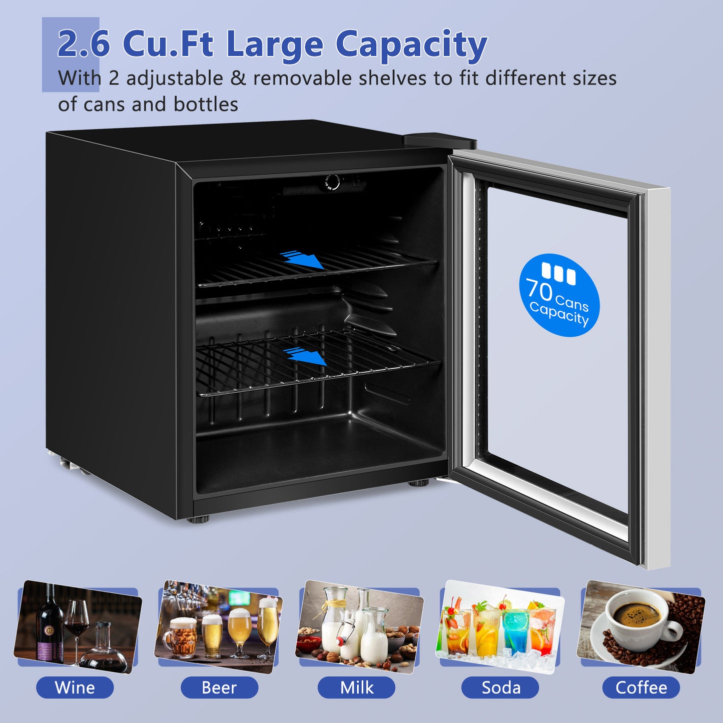 60 Can Mini Beverage Refrigerator, Glass Door Wine & Beverage Coolers at Gallery Canada