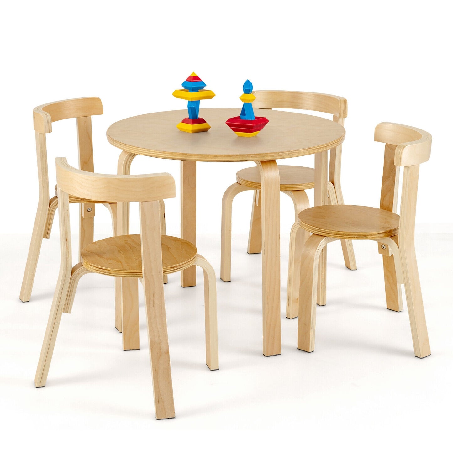Kids Wooden Activity Table And Chair Set, 5-Piece, Natural Kids Table & Chair Sets at Gallery Canada