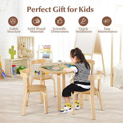 Kids Wooden Activity Table And Chair Set, 5-Piece, Natural Kids Table & Chair Sets at Gallery Canada