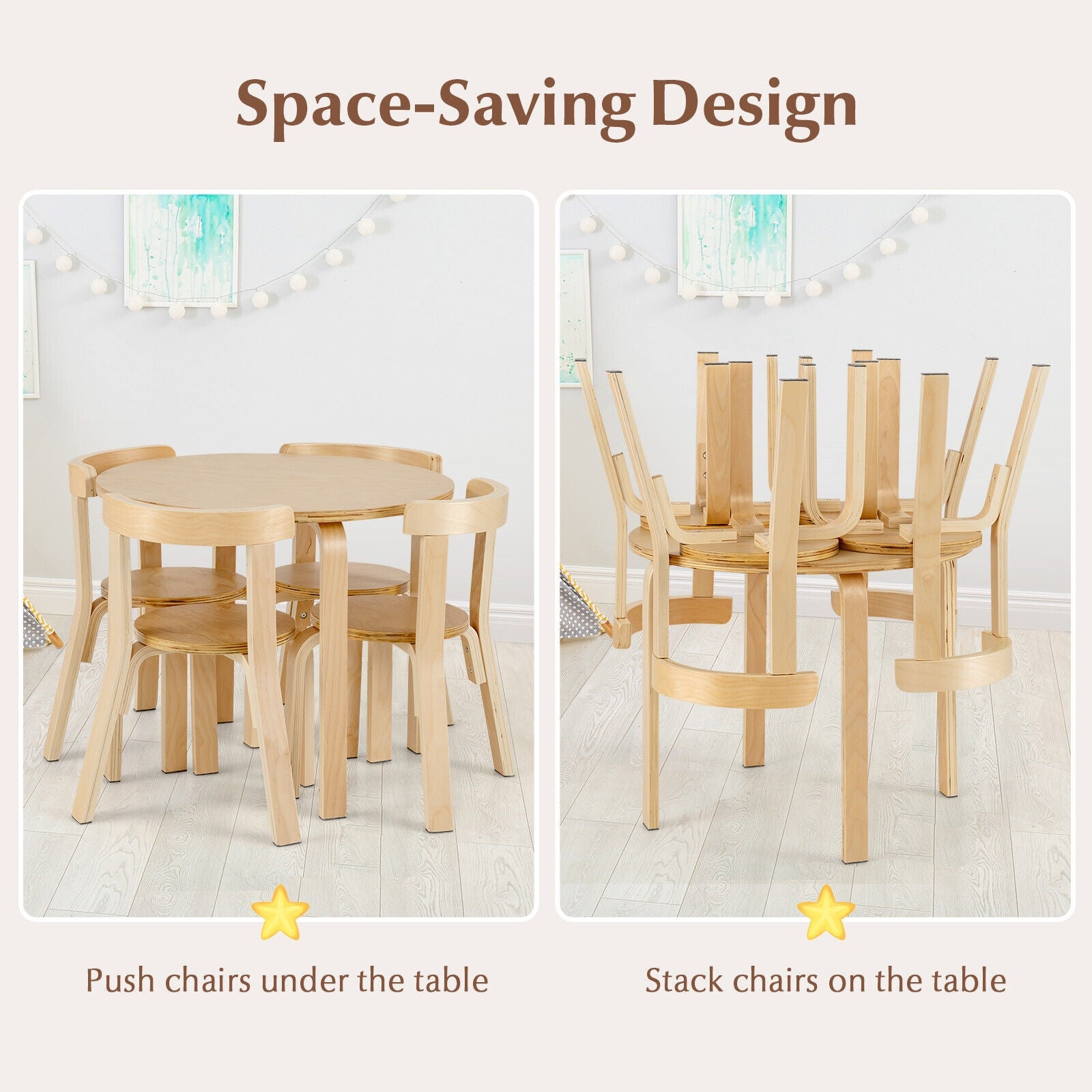 Kids Wooden Activity Table And Chair Set, 5-Piece, Natural Kids Table & Chair Sets at Gallery Canada