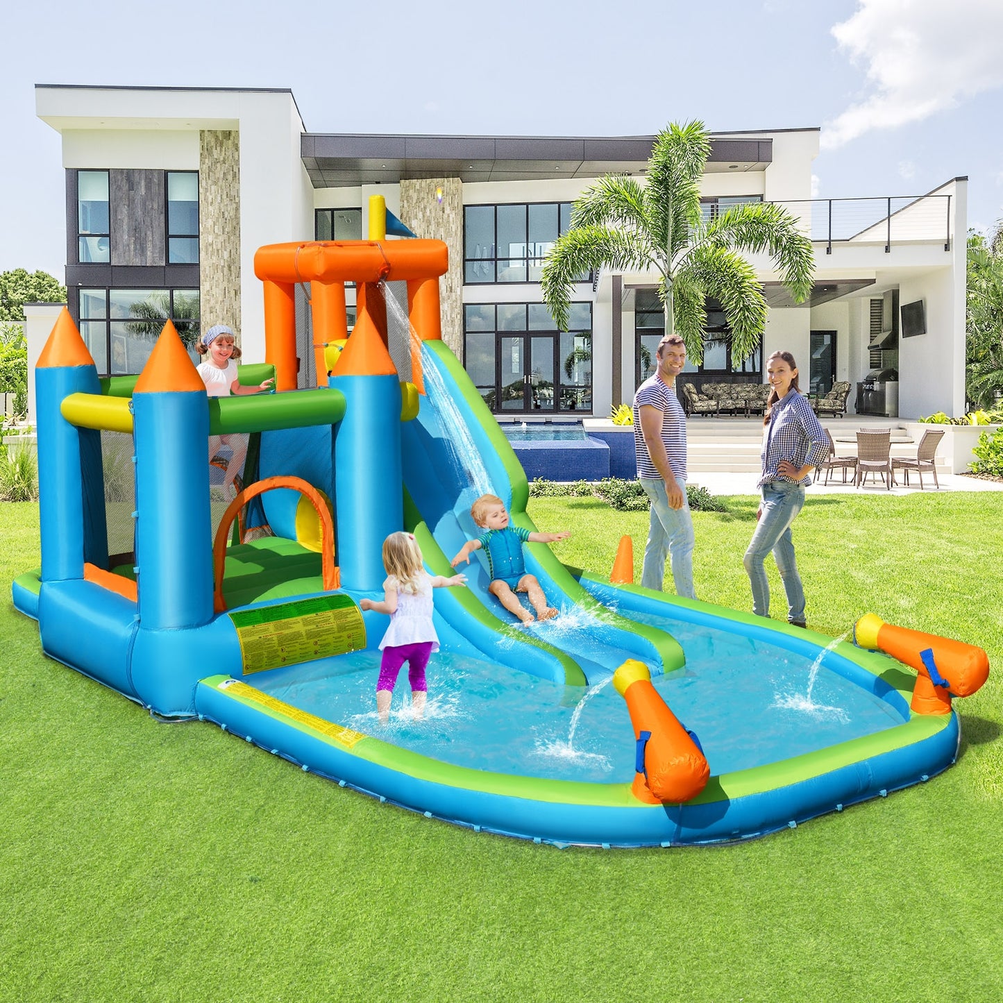 Inflatable Water Slide With Bounce House, Splash Pool, No Blower, Kids Bounce House at Gallery Canada