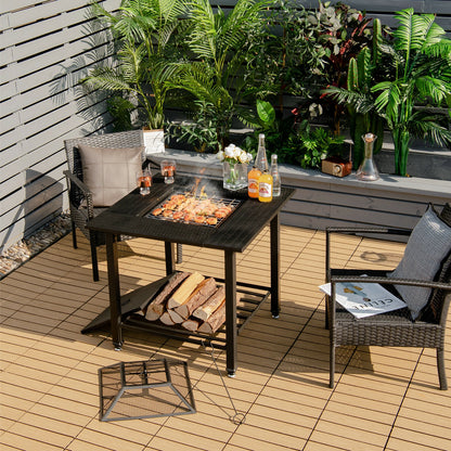 31 Inch Outdoor Fire Pit Dining Table With BBQ Grate, Black Fire Pit Tables at Gallery Canada