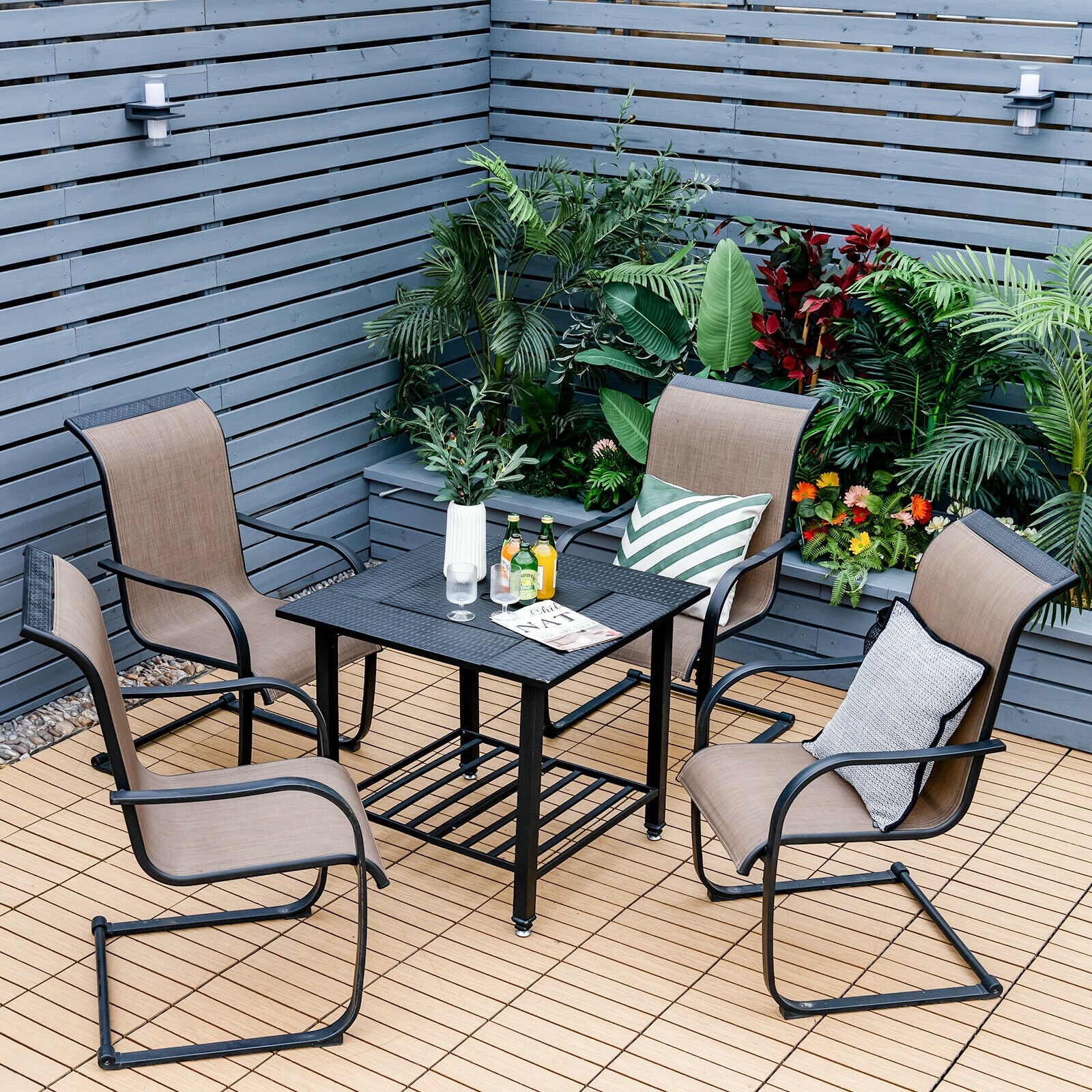 31 Inch Outdoor Fire Pit Dining Table With BBQ Grate, Black Fire Pit Tables at Gallery Canada