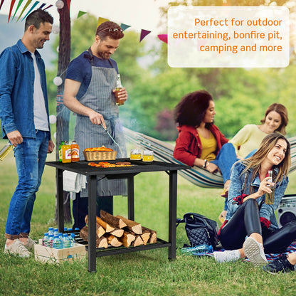 31 Inch Outdoor Fire Pit Dining Table With BBQ Grate, Black Fire Pit Tables at Gallery Canada
