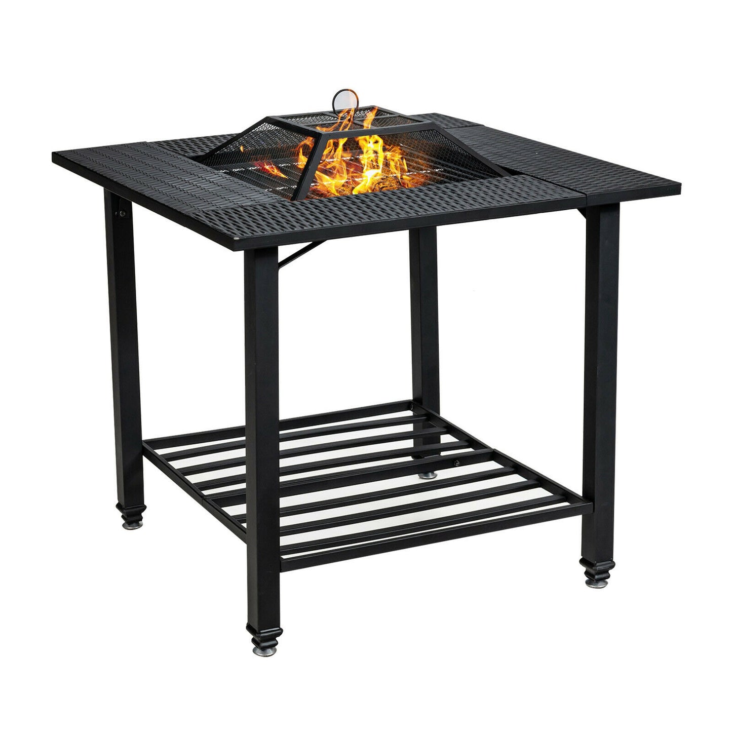 31 Inch Outdoor Fire Pit Dining Table With BBQ Grate, Black Fire Pit Tables Black at Gallery Canada