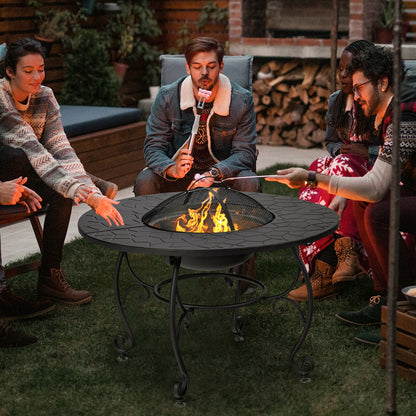 35.5 Feet Patio Fire Pit Dining Table, With BBQ Grate, Black Fire Pits at Gallery Canada