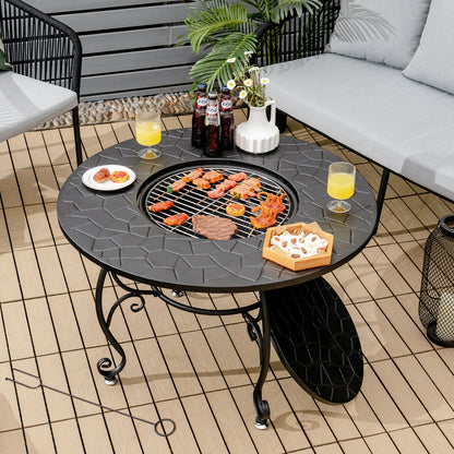 35.5 Feet Patio Fire Pit Dining Table, With BBQ Grate, Black Fire Pits at Gallery Canada