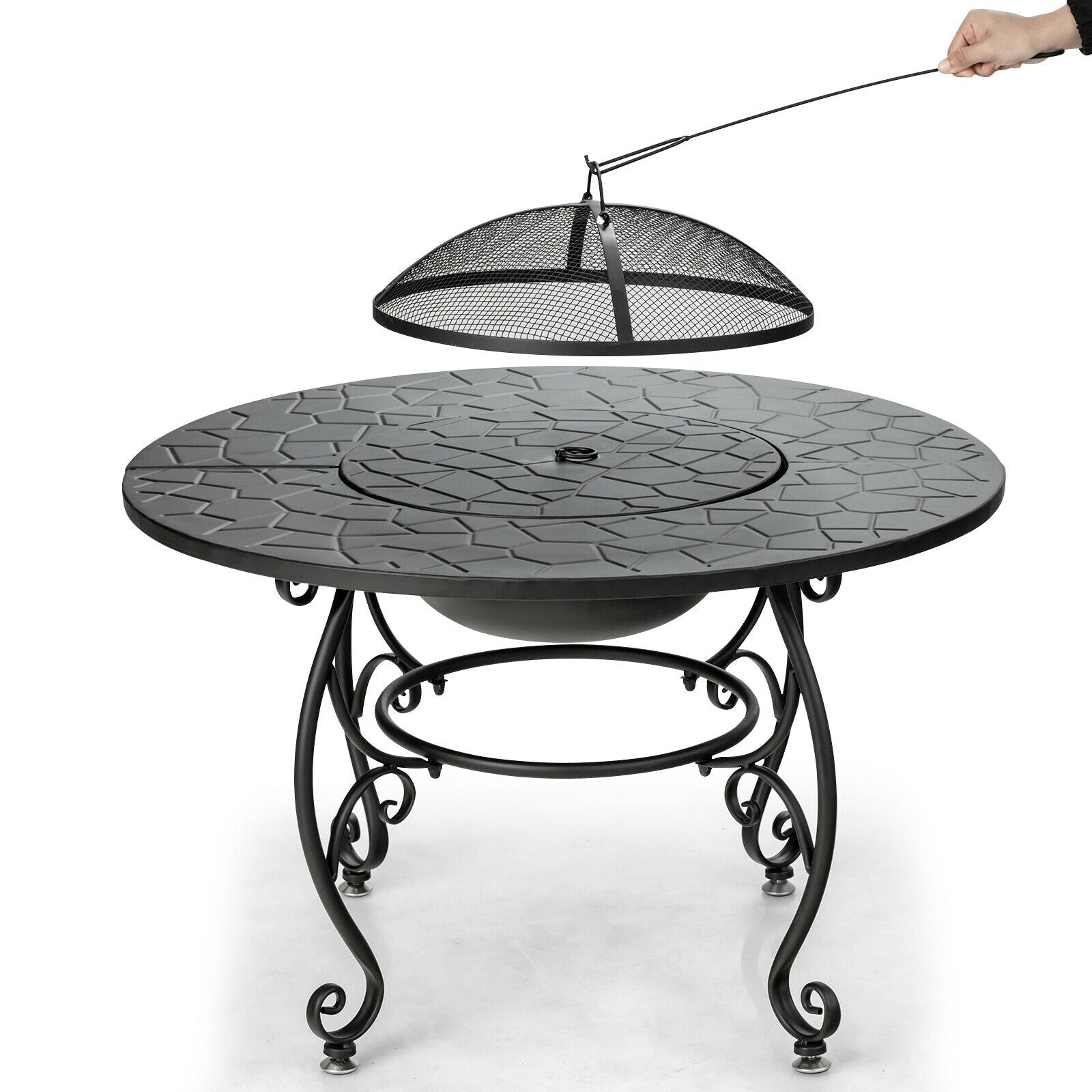 35.5 Feet Patio Fire Pit Dining Table, With BBQ Grate, Black Fire Pits at Gallery Canada