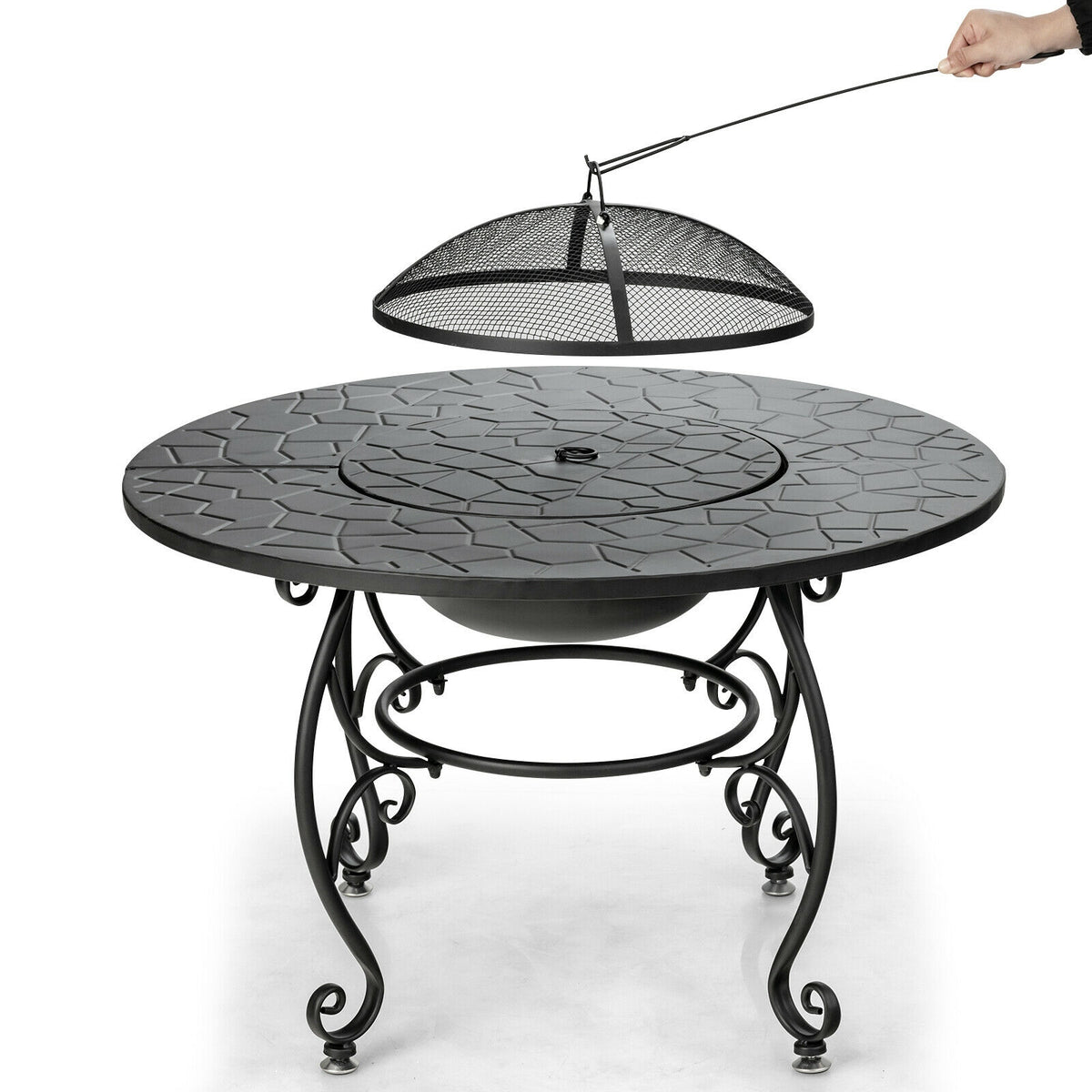 35.5 Feet Patio Fire Pit Dining Table, With BBQ Grate, Black Fire Pits at Gallery Canada