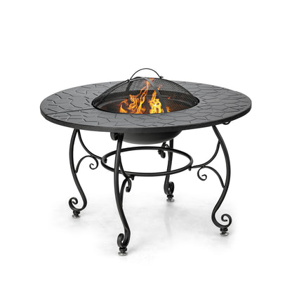 35.5 Feet Patio Fire Pit Dining Table, With BBQ Grate, Black Fire Pits at Gallery Canada