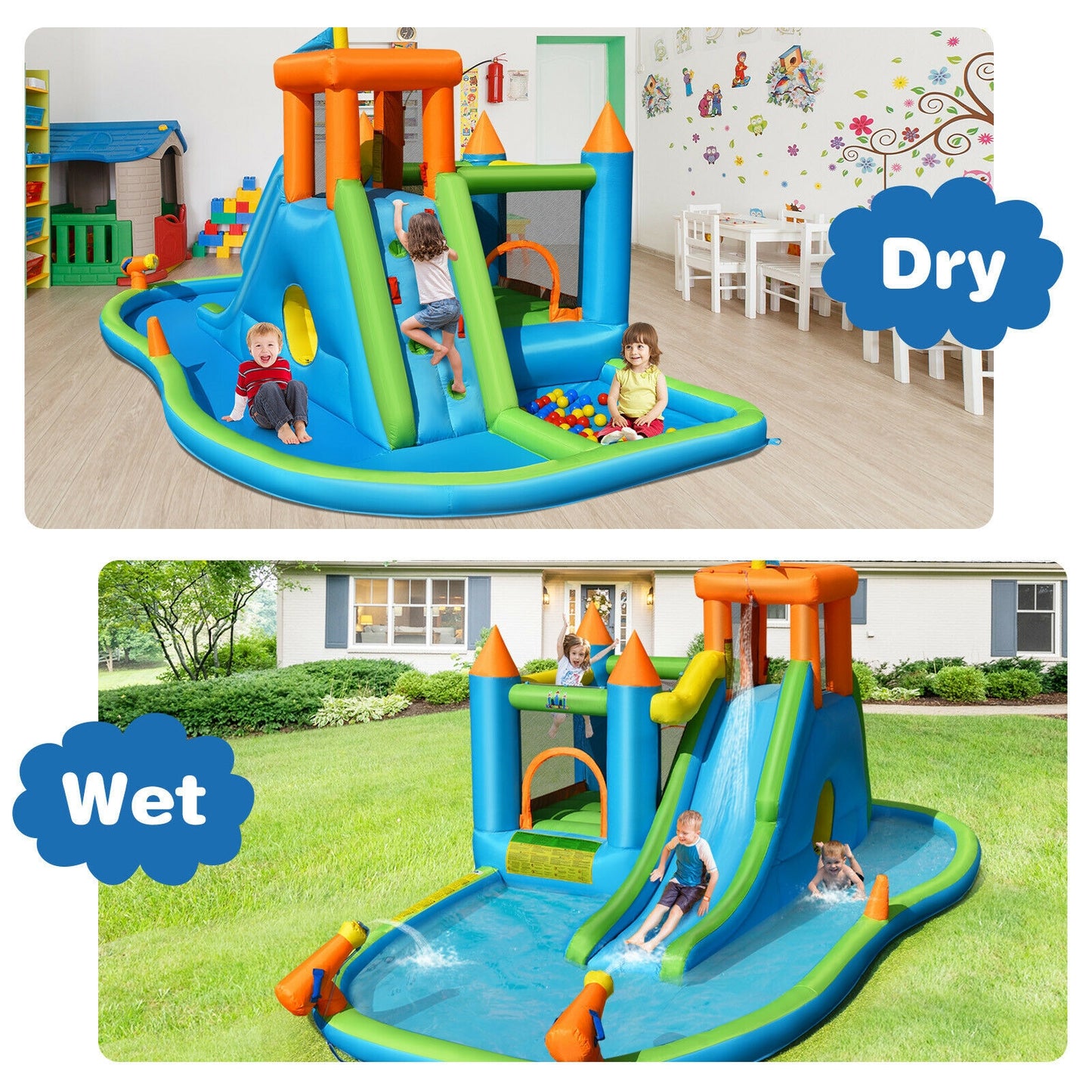 Inflatable Water Slide, Kids Bounce House, Splash Pool With Blower Bounce House at Gallery Canada