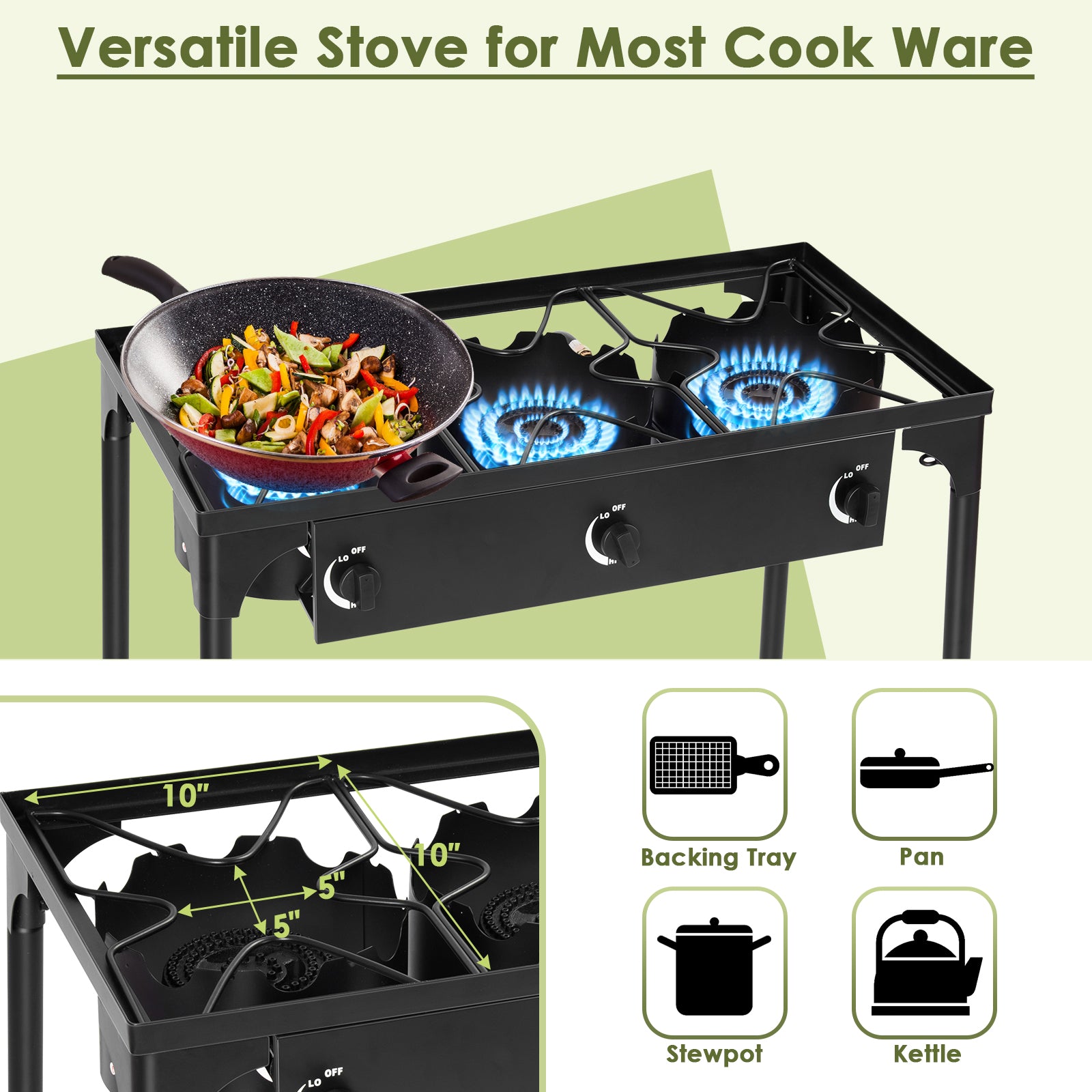 225000 BTU Portable Propane 3 Burner Gas Cooker, Black Outdoor Grills at Gallery Canada