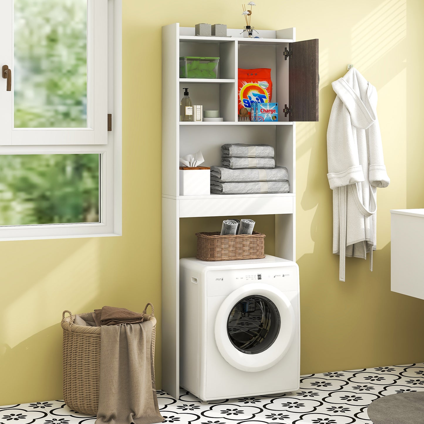 4-Tier Space Saving Toilet Storage Cabinet, White Bathroom Etagere at Gallery Canada