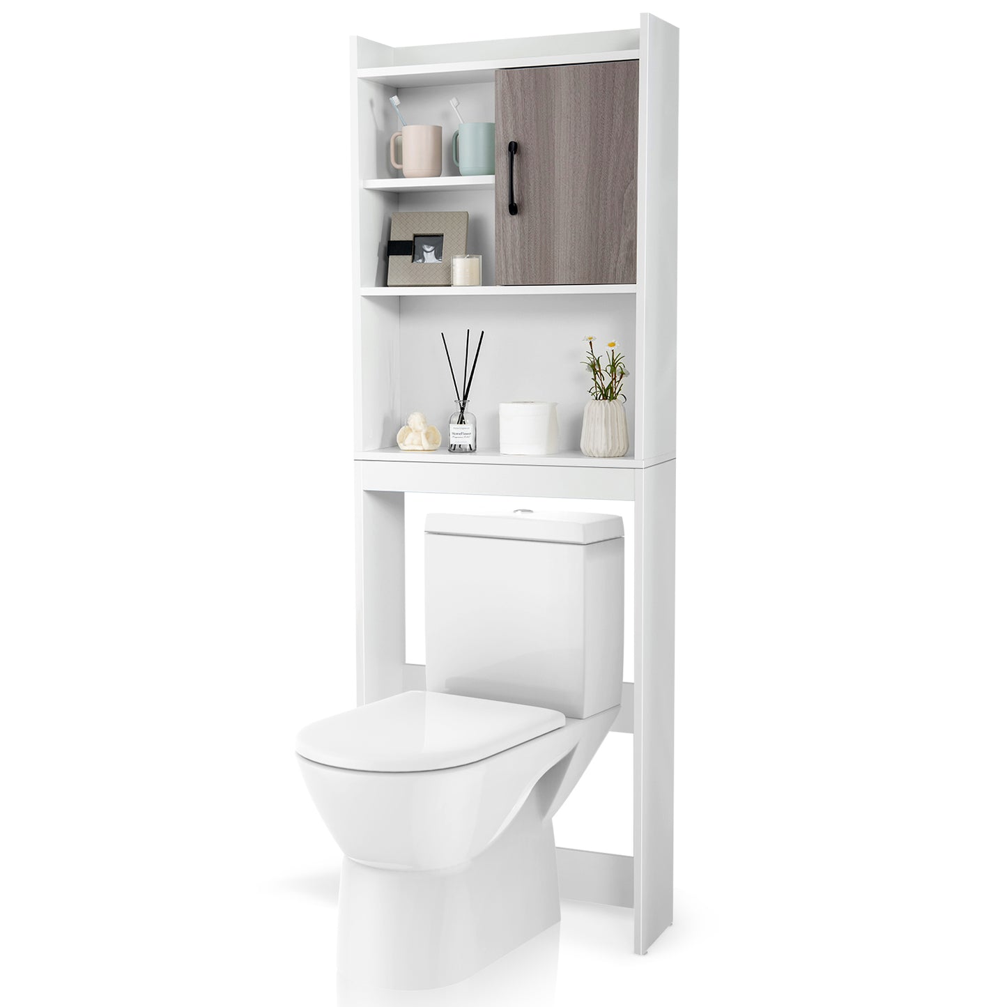 4-Tier Space Saving Toilet Storage Cabinet, White Bathroom Etagere at Gallery Canada