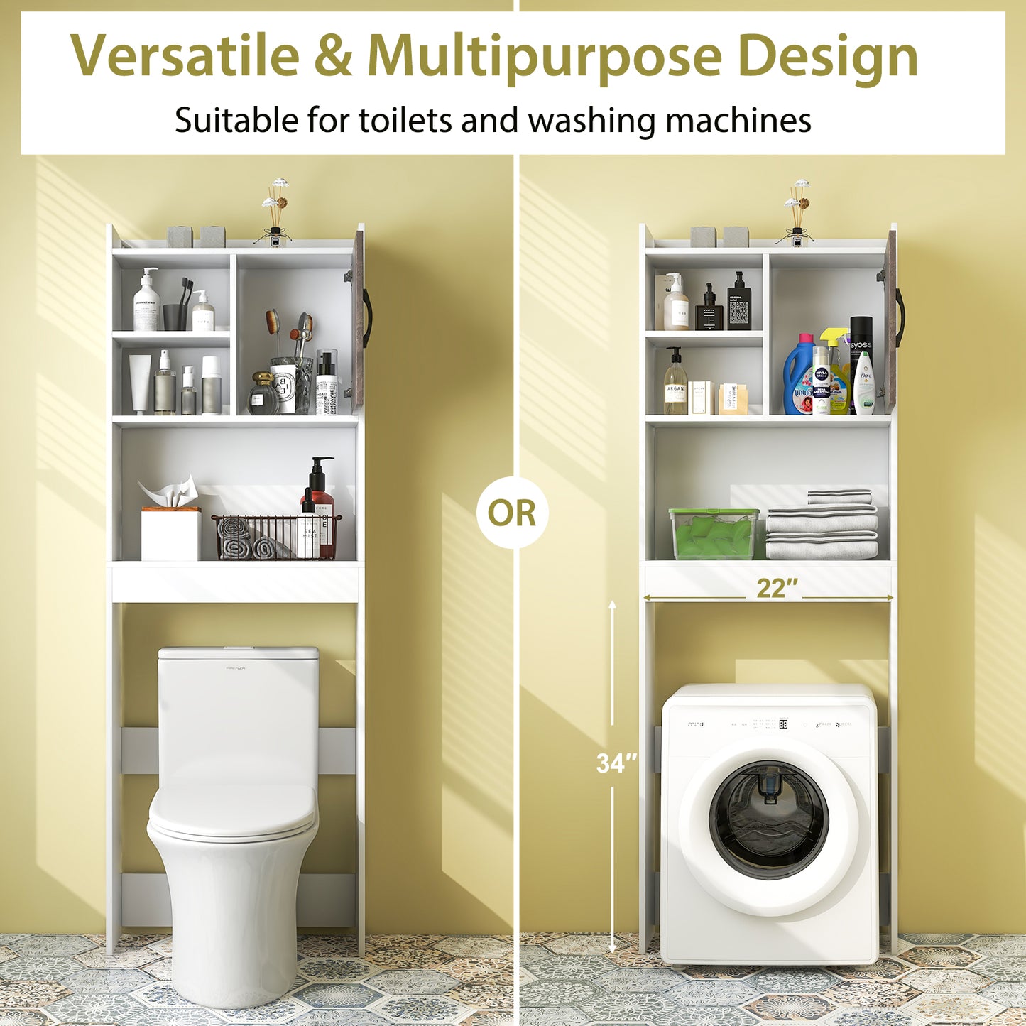 4-Tier Space Saving Toilet Storage Cabinet, White Bathroom Etagere at Gallery Canada