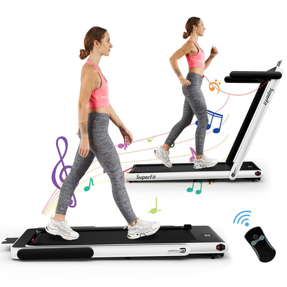 2.25HP 2 In 1 Folding Treadmill With App, Speaker, Remote Control, White Treadmills at Gallery Canada