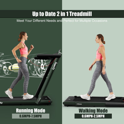 2.25HP 2 In 1 Folding Treadmill, Remote Control, Green Treadmills at Gallery Canada
