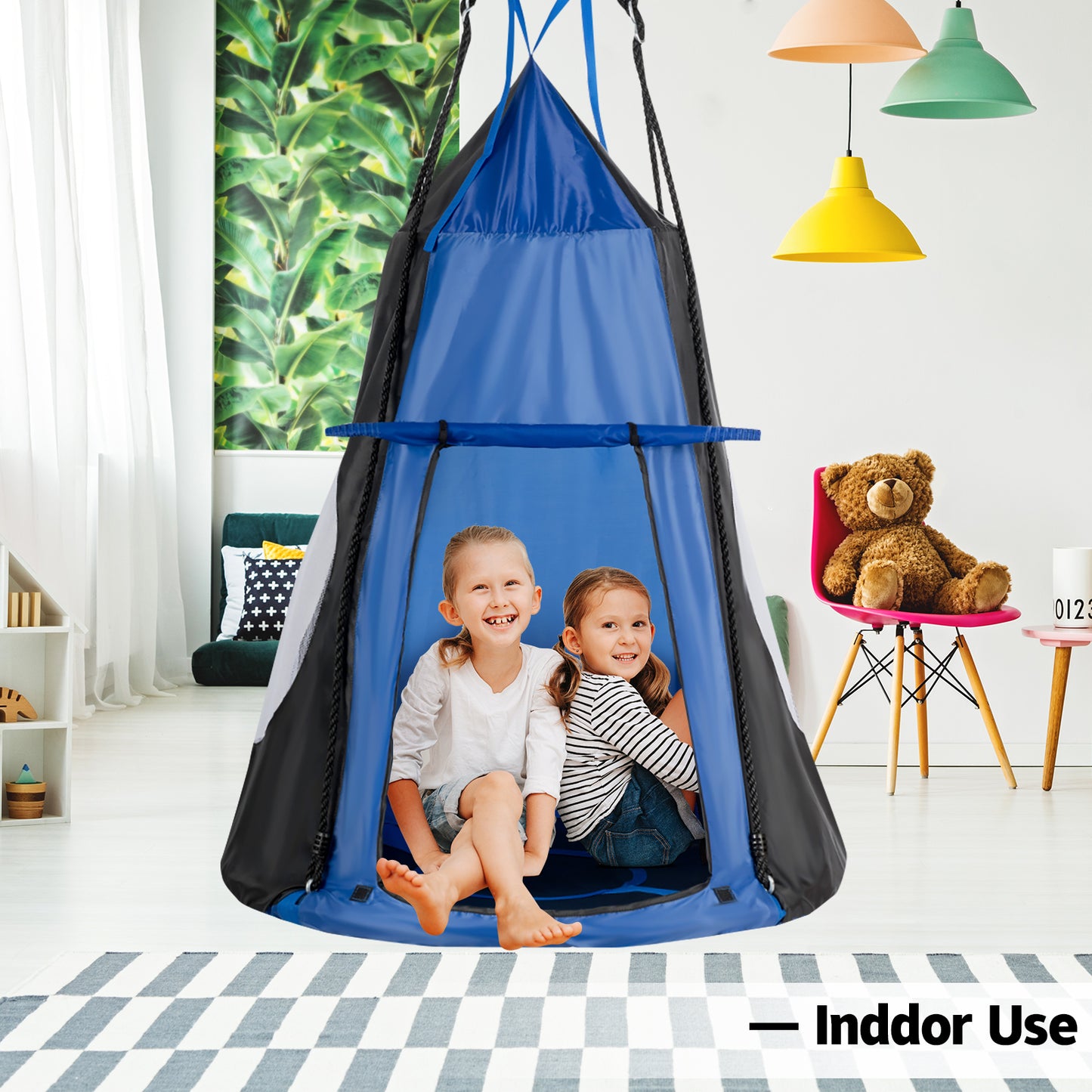 40 Inch Kids Hanging Chair, Detachable Swing Tent Set, Blue Swing & Playsets at Gallery Canada