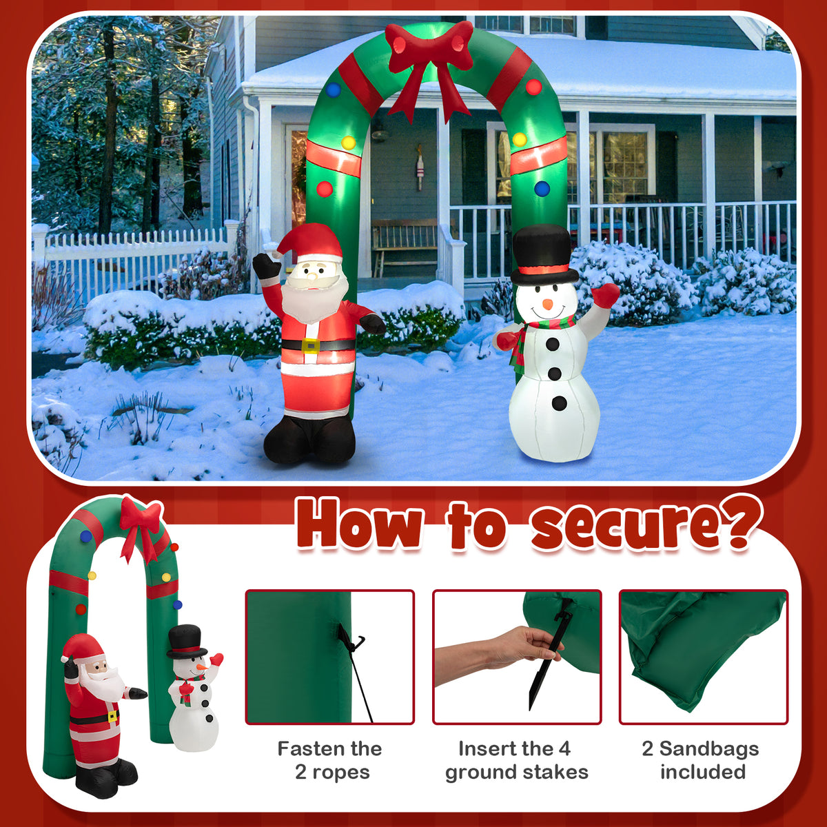 8 Feet Christmas Inflatable Archway, Santa Claus Snowman, Multicolor Christmas Inflatables at Gallery Canada