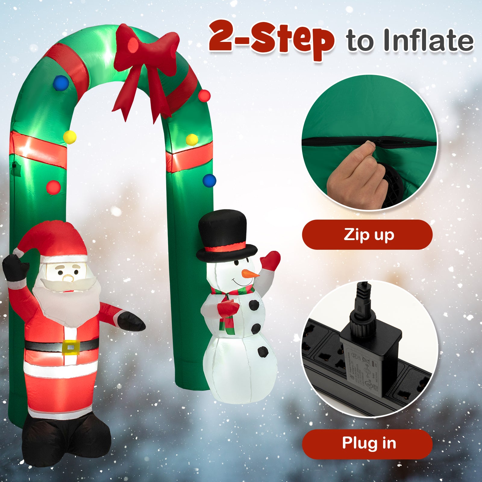 8 Feet Christmas Inflatable Archway, Santa Claus Snowman, Multicolor Christmas Inflatables at Gallery Canada