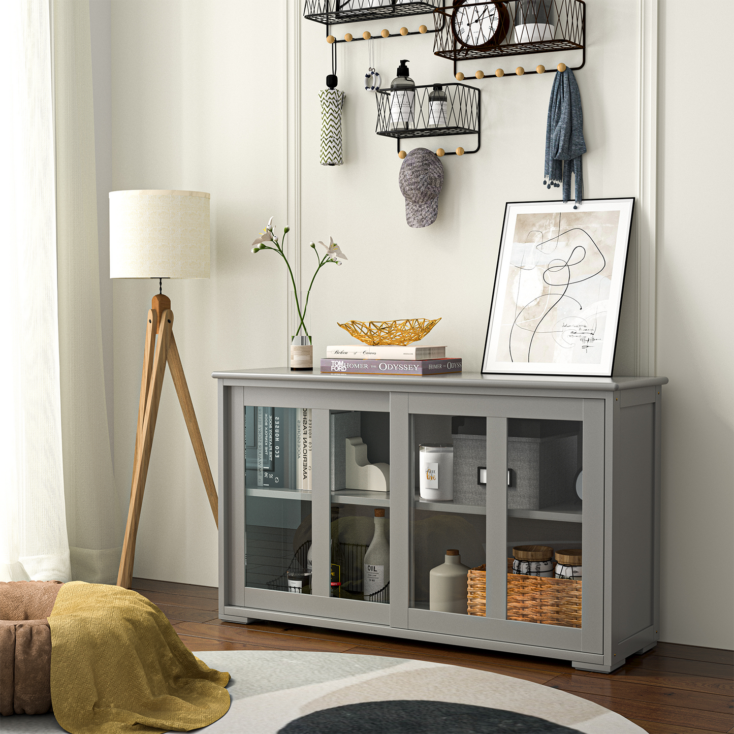 Sideboard Buffet Cabinet, Sliding Door, Gray Sideboards Cabinets & Buffets at Gallery Canada