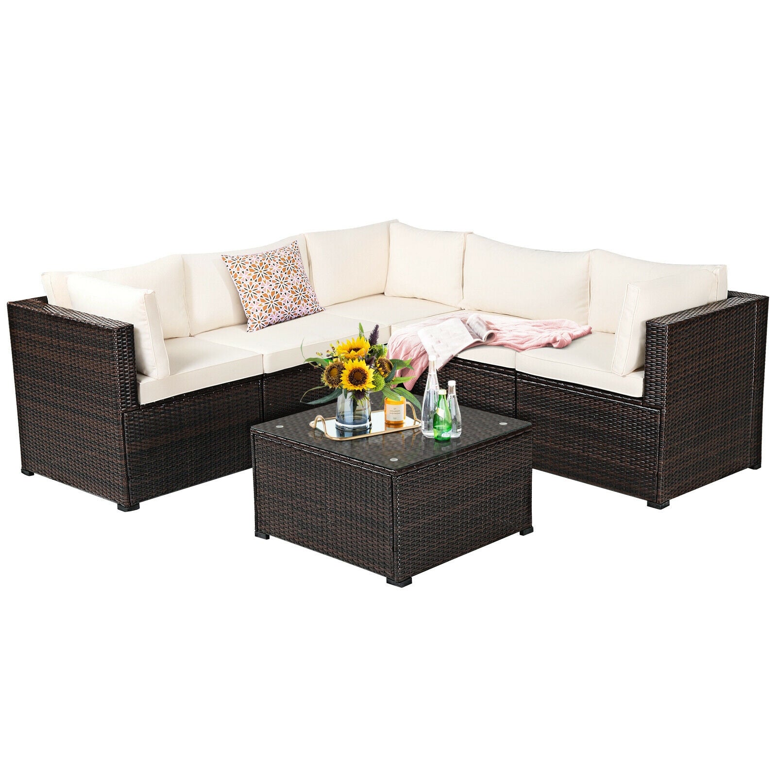 6 Piece Patio Sofa Set With Cushions, Outdoor, Beige Outdoor Sectionals at Gallery Canada