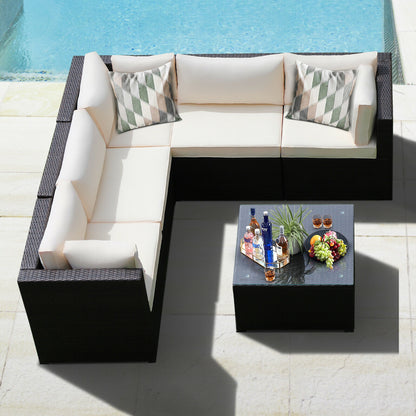 6 Piece Patio Sofa Set With Cushions, Outdoor, Beige Outdoor Sectionals at Gallery Canada